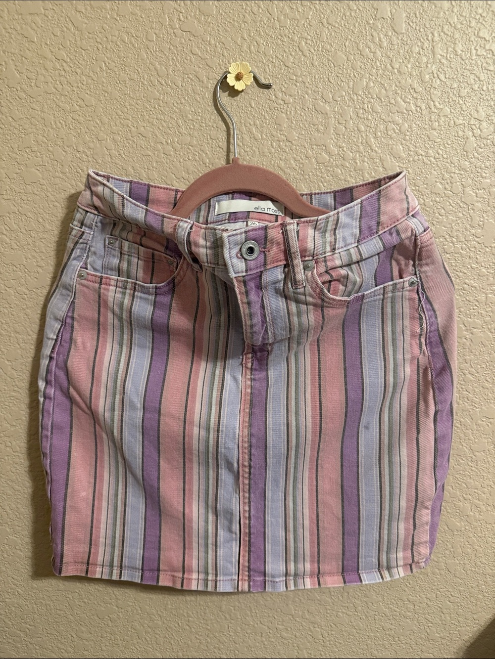 Ella Moss Pastel Pink & Lavender Striped Mini Skirt
